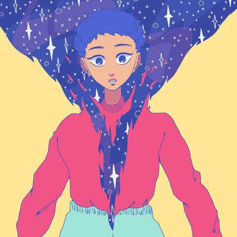 A girl who is cut by a galaxy.