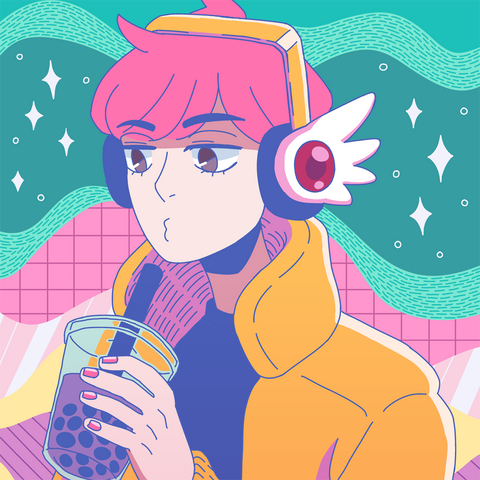 Boy sipping on boba tea.